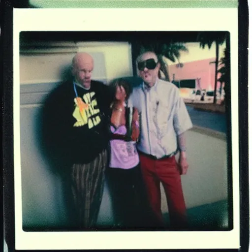 Image similar to found polaroid photo of trash humpers in las vegas