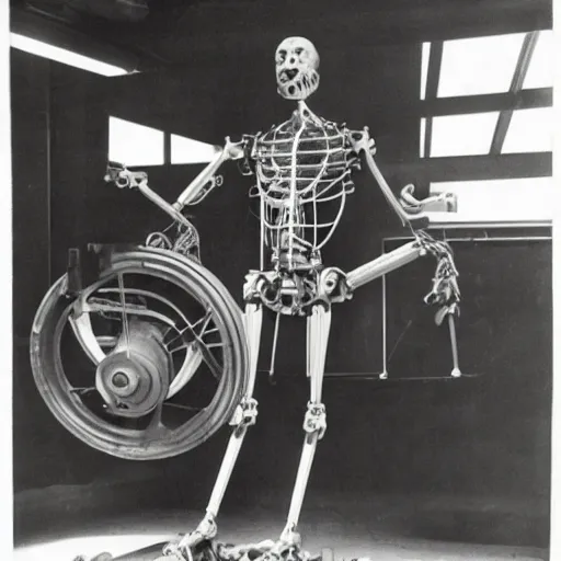 Image similar to photo. partially mechanical man. 1 9 4 2