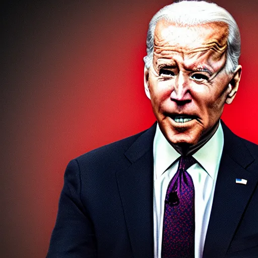 Image similar to joe biden with glowing red eyes, photoshop