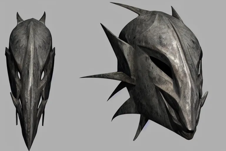 Image similar to a tribal swordfish mask, artstation reference sheet concept art