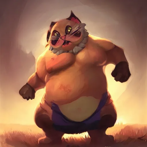 Prompt: cat as gragas from league of legends by greg rutkowski