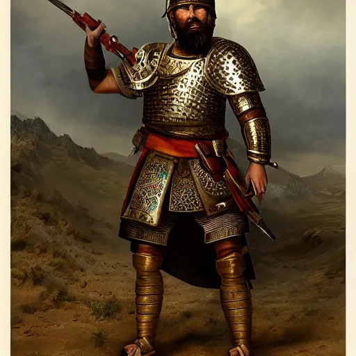 Prompt: portrait of a Islamic warrior, ready for battle, epic, highly detailed