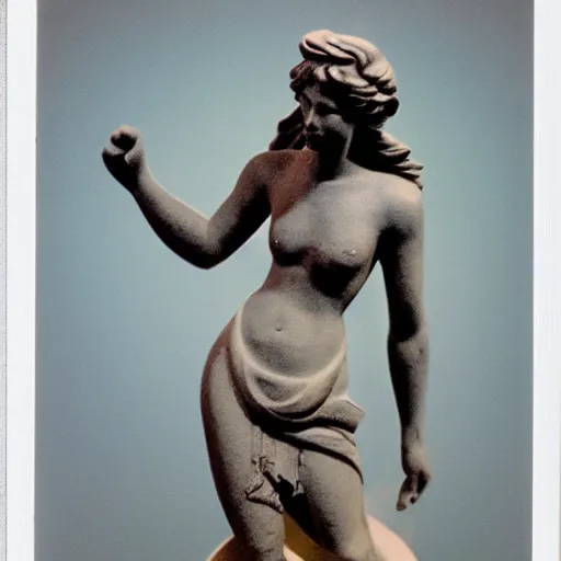 Prompt: Polaroid photo of fragmented greek sculpture of Disney's Ariel