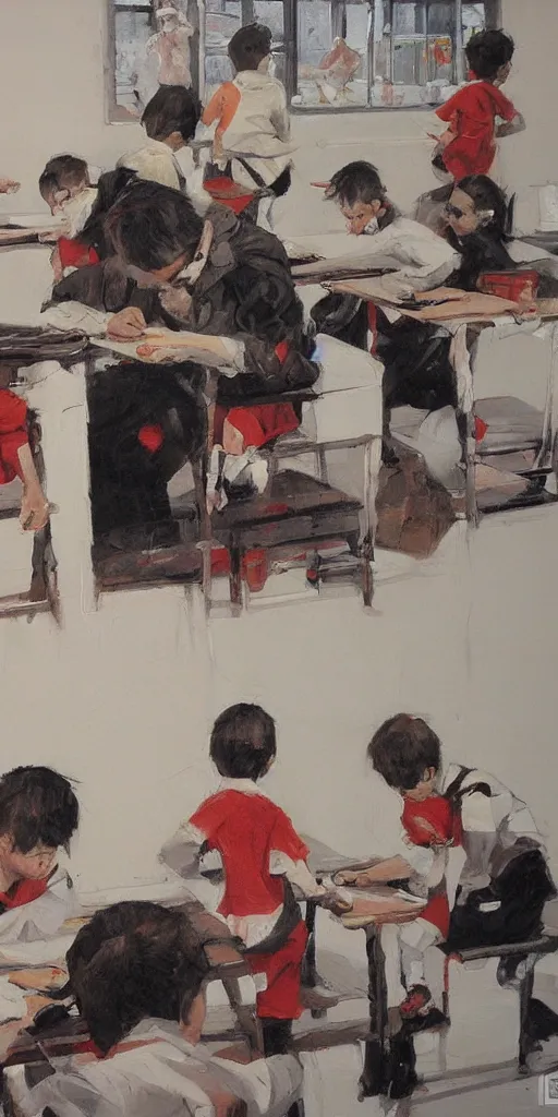 Image similar to oil painting scene from school by kim jung gi