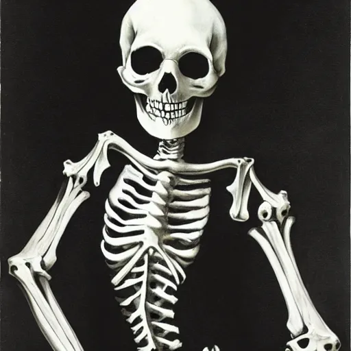 Image similar to scrawny teenage girl with short black hair and black irises. black and white skull facepaint. pointed face. black robes, corset of rib bones, bone ear piercings. femme-androgynous. surrounded by skeletons. skulls in hands, black white and light blue color scheme, baroque, by Michelangelo, high detail