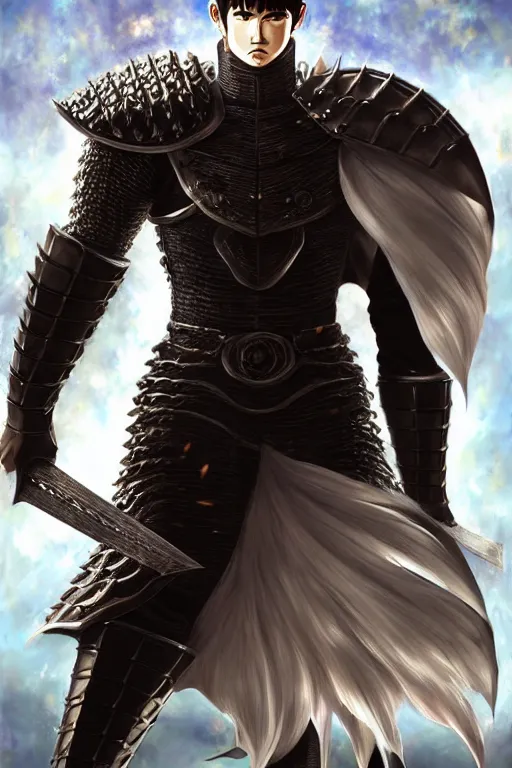 Prompt: A realistic anime portrait of Guts in the berserk armor, berserk, digital painting, by Stanley Artgerm Lau, Sakimichan, WLOP and Rossdraws, digital painting, painterly, Pixiv, Deviantart, golden ratio, rule of thirds, good composition, HD, 8k, award winning, promo art, splash art, rpg, jrpg, dungeons and dragons, DND, trending on ArtStation