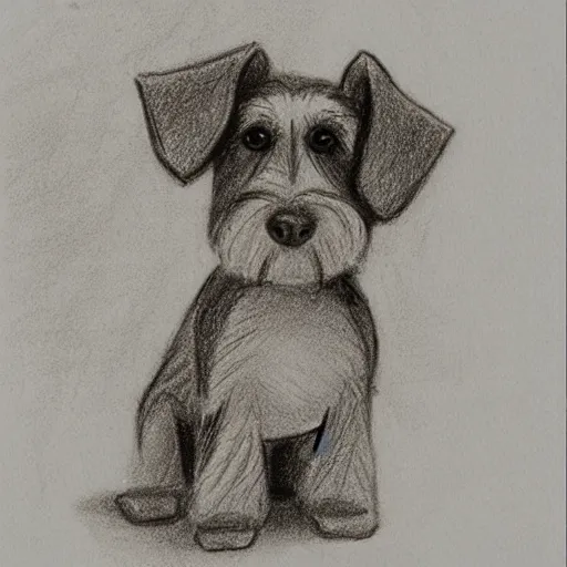 Image similar to milt kahl pencil sketch of happy mini schnauzer