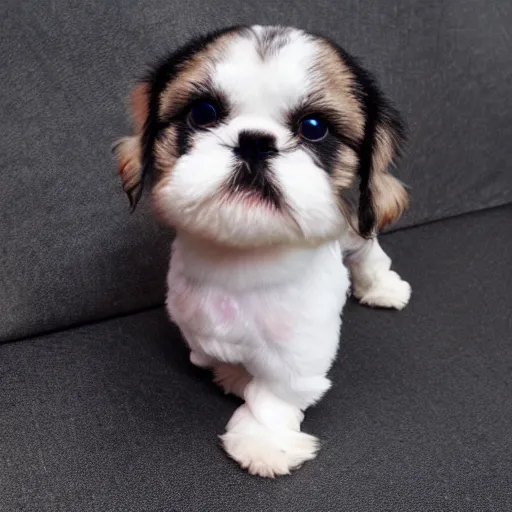 Image similar to a cyborg shih tzu puppy, 8 k