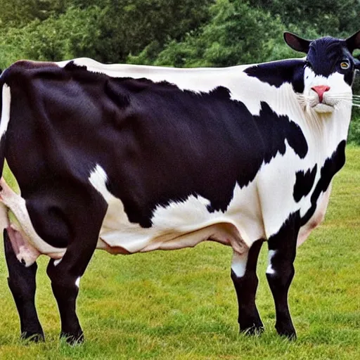 Image similar to cross between a cat and a cow , natural, photorealistic ,photo