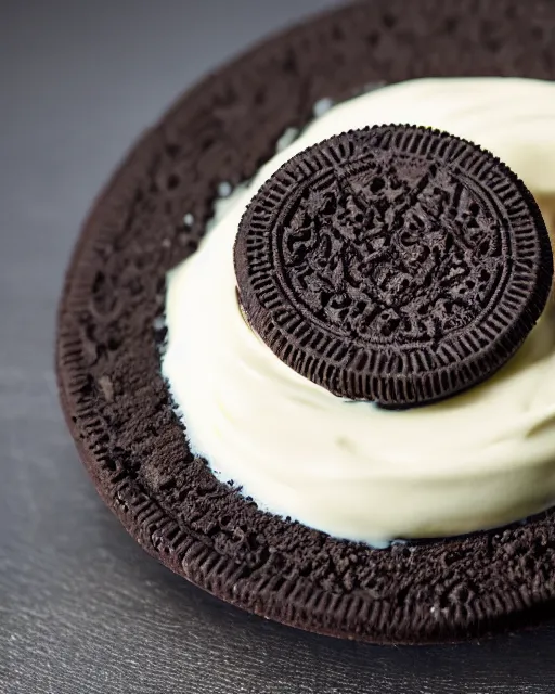 Image similar to dlsr food photograph of an oreo being dipped in beer, bokeh, studio lighting, 5 0 mm f 1. 4