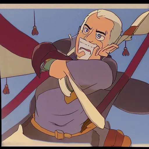 Image similar to cel - shaded image of joe biden legend of zelda, studio ghibli animation cel