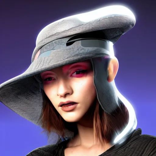 Image similar to a hat from the future, cyberpunk, highly detailed, epic lighting, hyper photorealism, 8 k