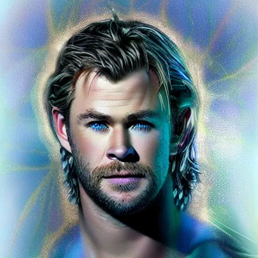 Image similar to Portrait of Chris Hemsworth as a fairy, beautiful! Handsome! digital art