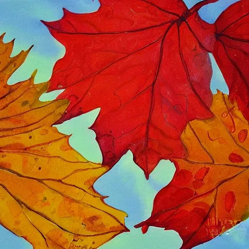 Image similar to robin williams smile. picture painting autumn leaves