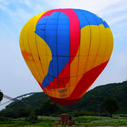 Prompt: cup noodle hot air balloon