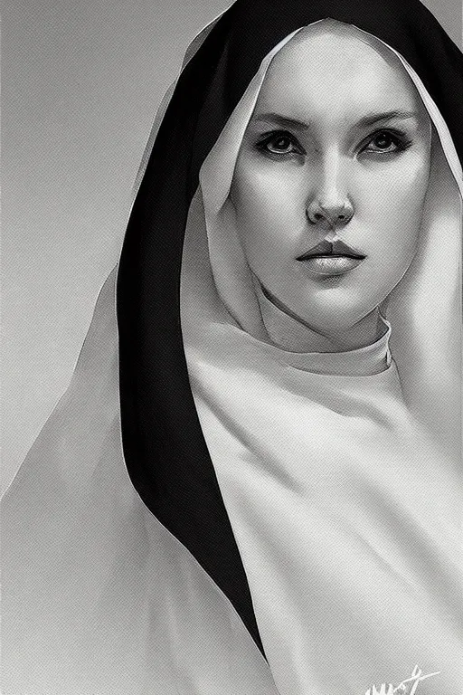 Prompt: Nun portrait, by artgerm, WLOP