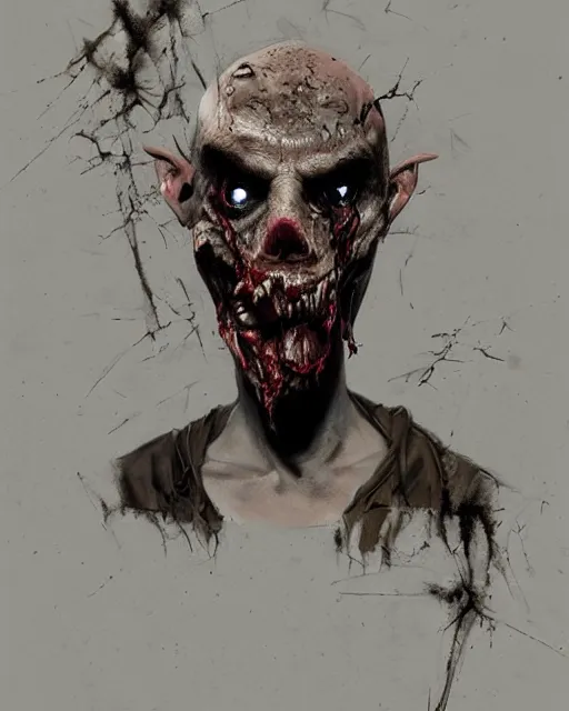 Image similar to hyper realistic photo portrait zombie with broken pokemon mask cinematic, greg rutkowski, james gurney, mignola, craig mullins, brom