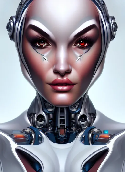 Image similar to portrait of a cyborg woman by Artgerm, biomechanical, hyper detailled, trending on artstation