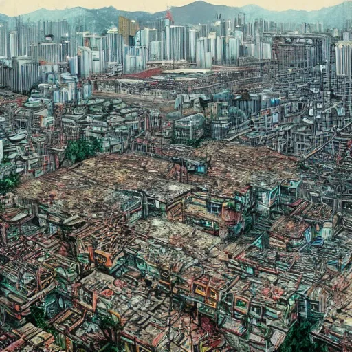 Prompt: kowloon walled city