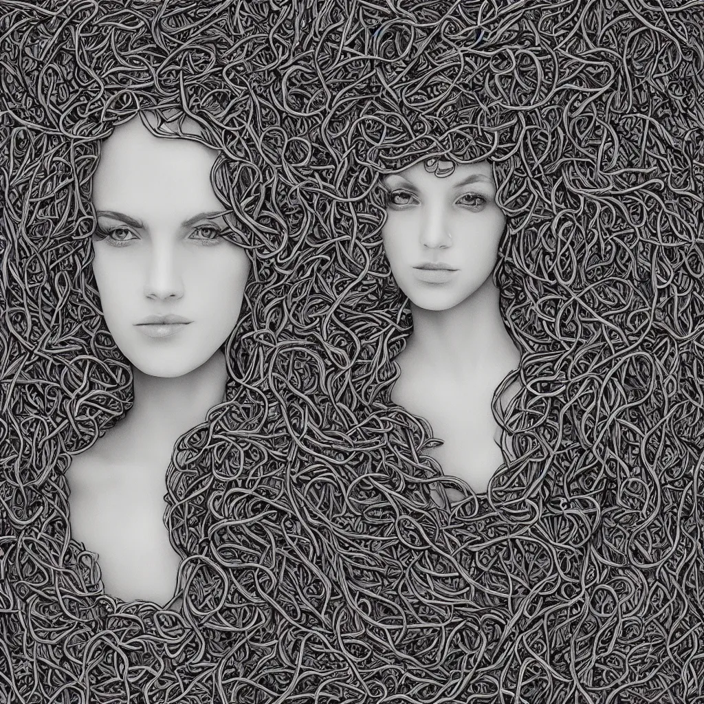 Image similar to “portrait of a beautiful woman made out of vines, digital art, 4k”