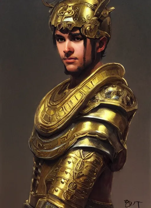 Image similar to portrait of an ancient roman character in incredible rich ornate armor, by ilya kuvshinov, by thomas lawrence, by bayard wu, trending on artstation, masterpiece