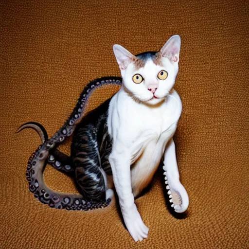 Image similar to an octopus - cat - hybrid, animal photography