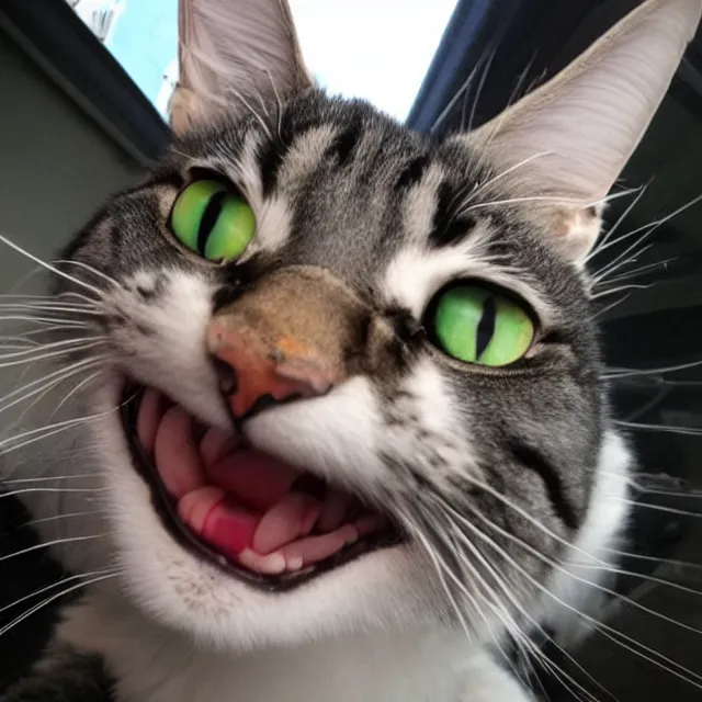 Image similar to fisheye view of a super angry cat