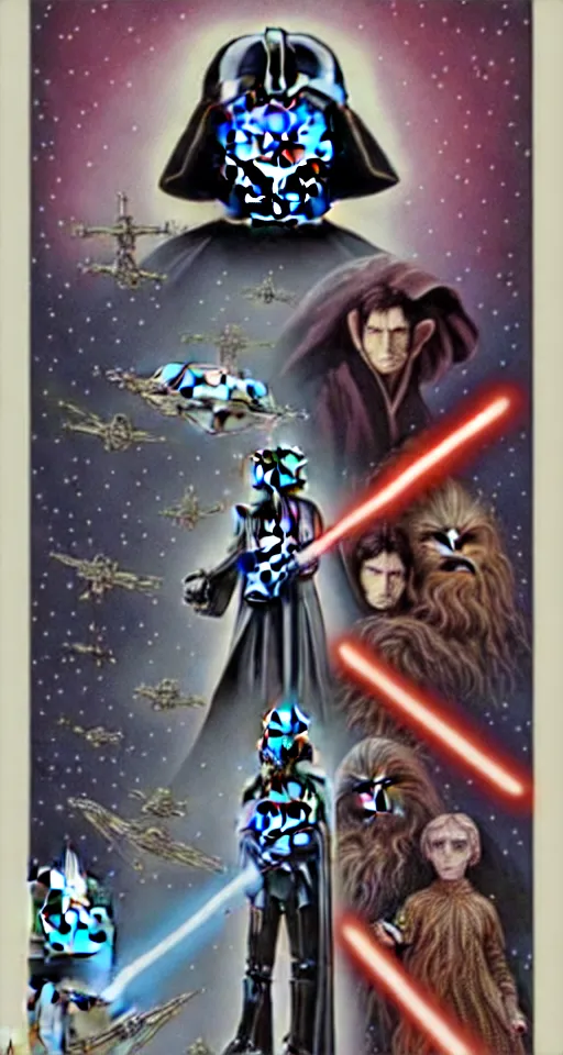Image similar to a poster for tim burton's star wars