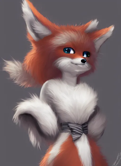 Image similar to a really cute fluffy fox furry character, pastel texture, matte painting hyperpop portrait trending on pixiv