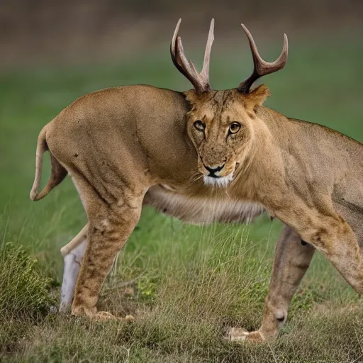 Prompt: a hybrid between a lion, a deer, and an eagle, photography, award - winning, national geographic channel, discovery channel, wildlife, 8 k