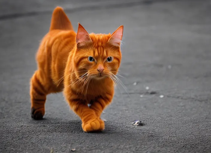 Prompt: ginger cat in mid-action, symmetrical balance