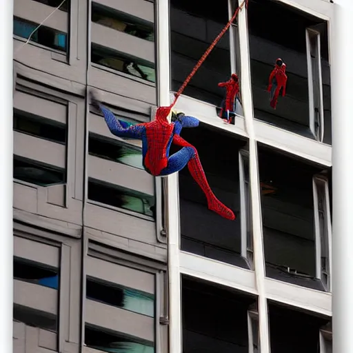 Prompt: spiderman swings between building, by Adams, Arthur