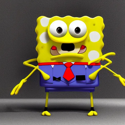 Image similar to incredibly sad spongebob, 3 d render, melancholic
