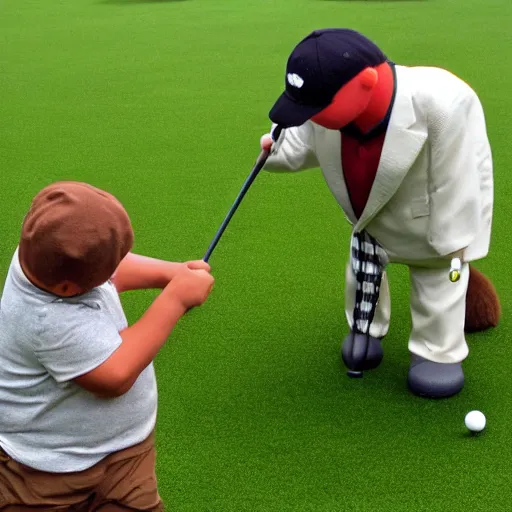 Image similar to animals playing midget golf