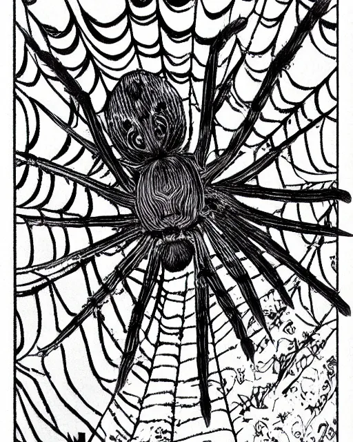 Image similar to a manga artwork of a spider by junji ito
