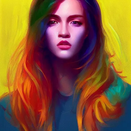 beautiful, girl, woman, colorful, art, charming, realistic, oil