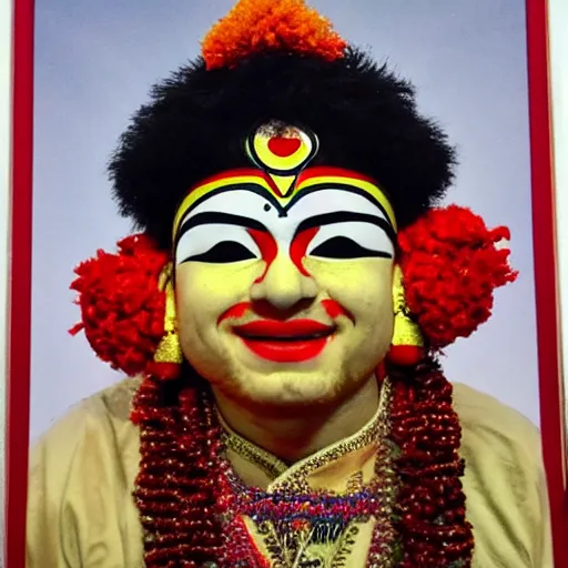 Image similar to Ed Sheeran as a Kathakali dancer, portrait