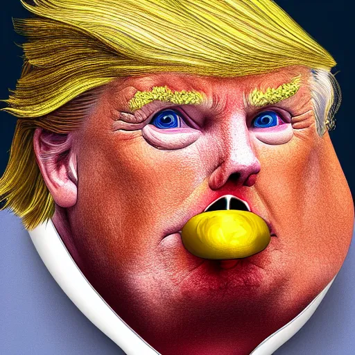 Prompt: donald trump in the form of a fat pig, highly detailed digital art, horror