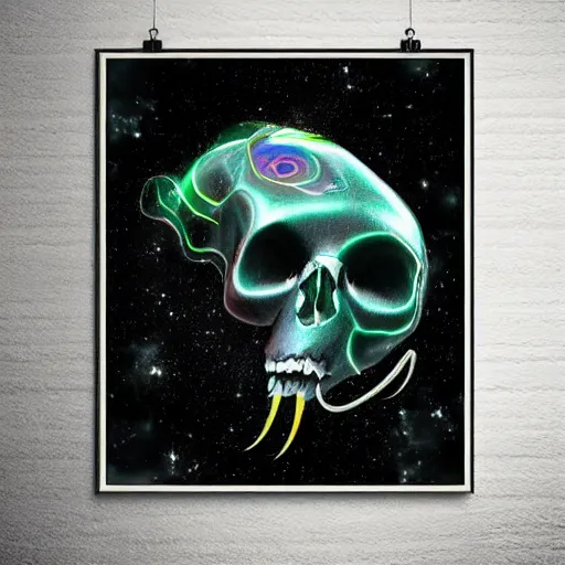 Prompt: ethereal snake on planet earth, view from space, digital art poster, professional graphic designer, skulls for stars