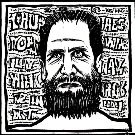 Image similar to “ a sketch of Charlie Manson in the style of robert crumb”