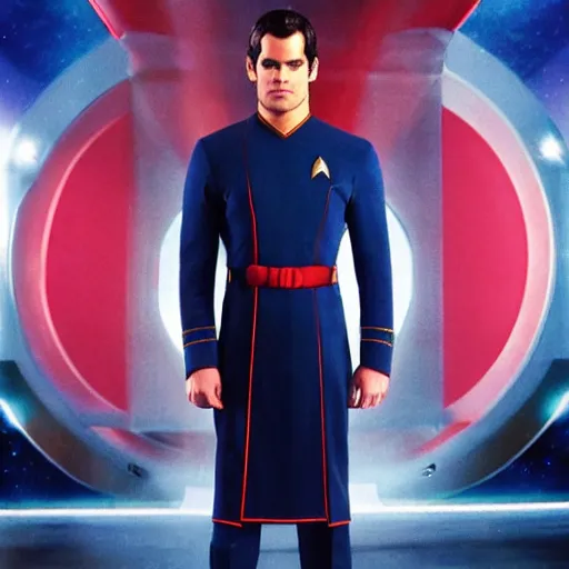 Prompt: a full body photograph of henry cavill as a star fleet captain from star trek next generation, full dress uniform, symmetrical face, extreme realism and detail, 8 k, completely framed, direct lighting, 3 5 mm photo, photorealistic, sharp focus