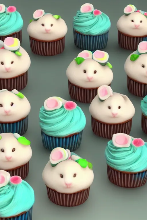 Prompt: a cupcake hamster, happy birthday, party, confetti, dark green blue, happy, cinematic, realistic, unreal engine