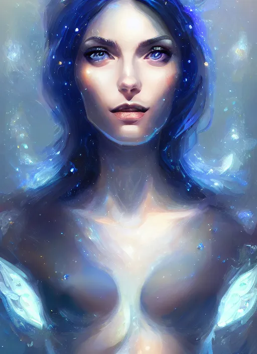 Prompt: clear portrait of a pale attractive women made of lapis lazuli and moonstone, background hyper detailed, character concept, full body, dynamic pose, glowing lights intricate, elegant, highly detailed, digital painting, artstation, concept art, sharp focus, illustration, qwek dom