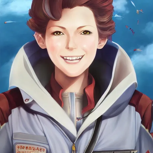 Prompt: portrait of amelia earhart the great pilot of seventh heaven, anime fantasy illustration by tomoyuki yamasaki, kyoto studio, madhouse, ufotable, square enix, cinematic lighting, trending on artstation