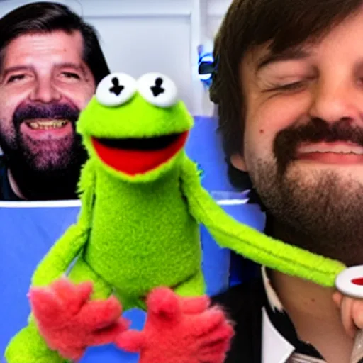 Prompt: gabriel boric as a muppet