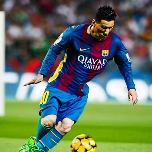 Image similar to photo of a hybrid between Lionel Messi and Cristiano Ronaldo