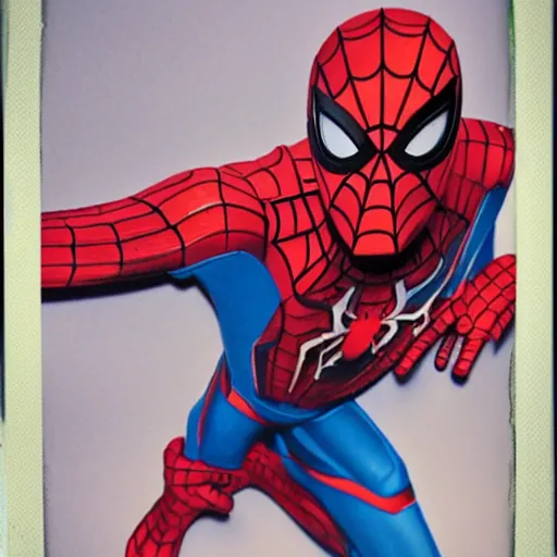 Image similar to a single iron man and spider - man hybrid, dslr, polaroid