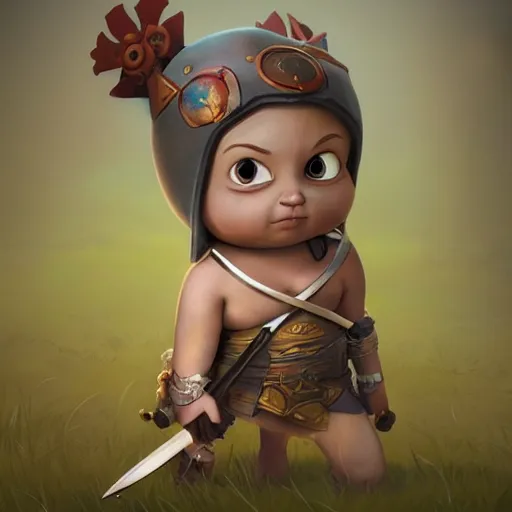 Prompt: super cute little warrior princess 3D concept by Tiger HKN and Gediminas Pranckevicius, Goro Fujita, Game Art, hyper detailed, Character Modeling, cartoon, cinematic, raytrace, concept art, Trend on Behance 3d Art, V-Ray, Maya, C4D