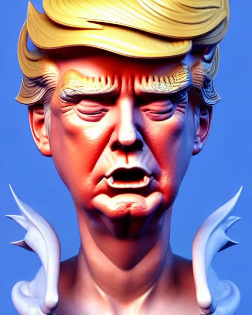 Image similar to character concept art of donald trump as poseidon | cute - fine face, pretty face, realistic shaded perfect face, fine details by stanley artgerm lau, wlop, rossdraws, james jean, andrei riabovitchev, marc simonetti, and sakimichan, tranding on artstation