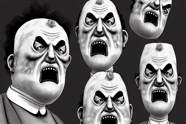 Image similar to leatherface coneheads, detailed facial expressions